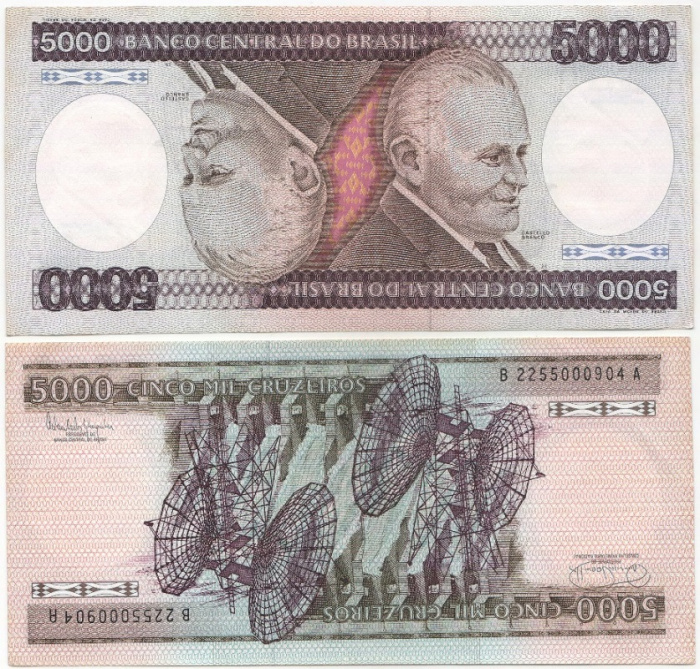 (1985) Банкнота Бразилия 1985 год 5 000 крузейро &quot;Кастелу Бранку&quot;   UNC